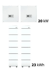 RCT Power 23 kWh RCT Paquete almacenamiento - 2x 10 kW hybrid Inversor + dubbele toren (2x6 Baterías)