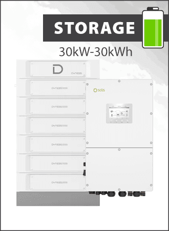 Solis S6 EH3P30K-H-EU y Dyness Stack 100 30kWh Paquete almacenamiento 