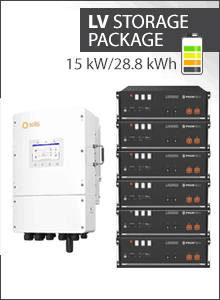 28,8 kWh LV Paquete almacenamiento - Solis 15kW 3PH hybrid LV + 6x Pylontech US5000