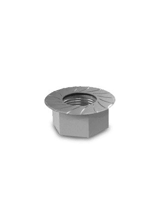 K2 Hexagon flange nut con serration. Screw thread: M8
