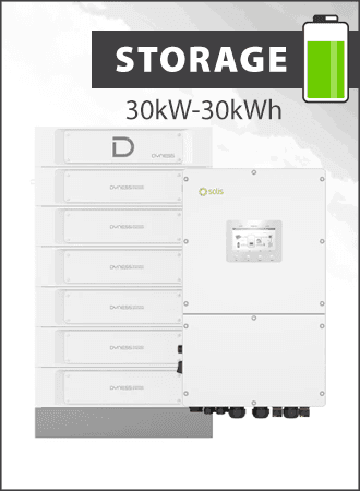 Solis S6 EH3P30K-H-EU y Dyness Stack 100 30kWh Paquete almacenamiento 