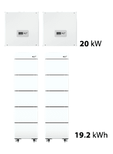RCT Power 19.2 kWh RCT Paquete almacenamiento - 2x 10 kW hybrid Inversor + dubbele toren (2x5 Baterías)