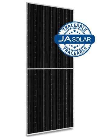 JA Solar 605W N-type TOPCon MBB Traceable , dubbel glas bifaciaal, 72 cellen, zilveren frame, MC4