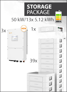 200kWh Opslagpakket - 3x Solis 50 kW 3PH Hybride + 3x13 Dyness Stack100 Batterijstapels