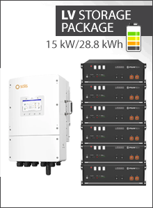 28,8 kWh LV opslagpakket - Solis 15kW 3PH hybride LV + 6x Pylontech US5000