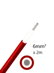 6mm2 eenaderig DC kabel 2m - Rood