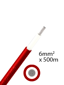 6mm2 eenaderig DC kabel 500m - Rood