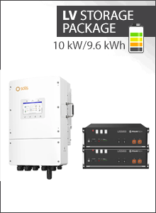 9,6 kWh LV opslagpakket - Solis 10kW 3PH hybride LV + 2x Pylontech US5000